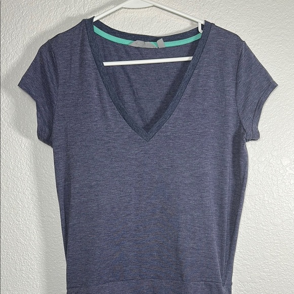 Athleta Blue- Gray V-Neck Ruched Dress M - Picture 4 of 7